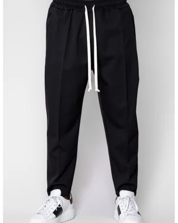 Pantaloni lungi cu snur usor conic Black 20524, Negru