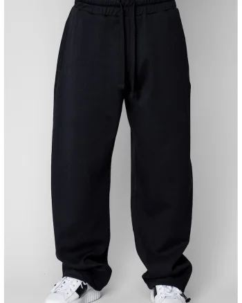 Pantaloni din bumbac, lung cu cordon elastic cu stopper la terminatie Black 20511, Negru
