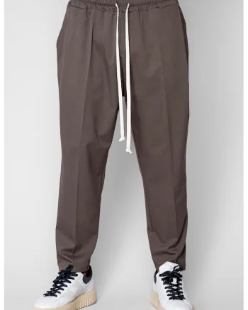 Pantaloni lungi cu snur usor conic Brown 20529, Maro