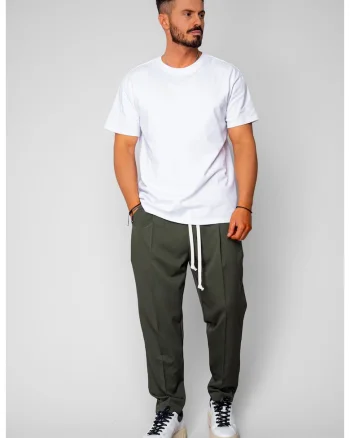 Pantalon lung larg cu snur Kaki 20471, Kaki