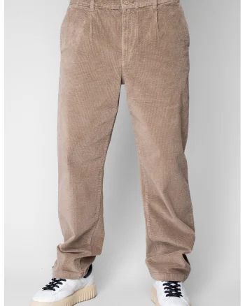 Pantaloni drep lung din reiat bumbac Beige 20496, Bej