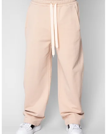 Pantaloni lung drept Oversized din 100% Bumbac Beige 20577, Bej