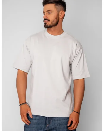 Tricou Oversized Ripped Light Grey 20664, Gri deschis