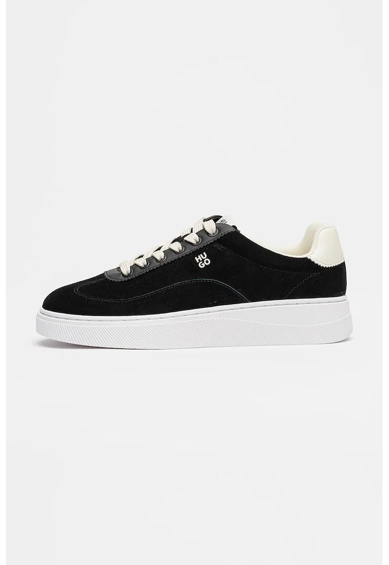 Pantofi sport Lyzz din piele intoarsa cu logo, Negru