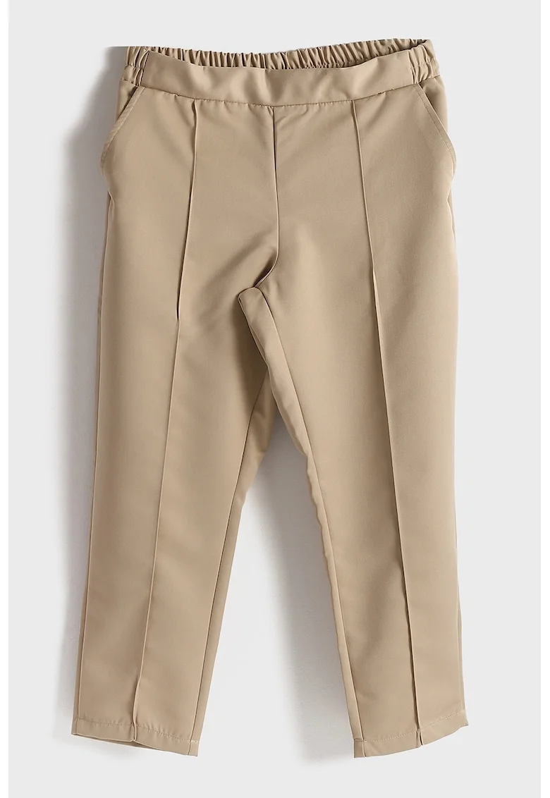 Pantaloni crop cu croiala conica, Maro nisip