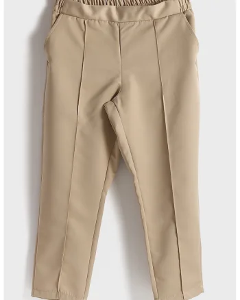 Pantaloni crop cu croiala conica, Maro nisip