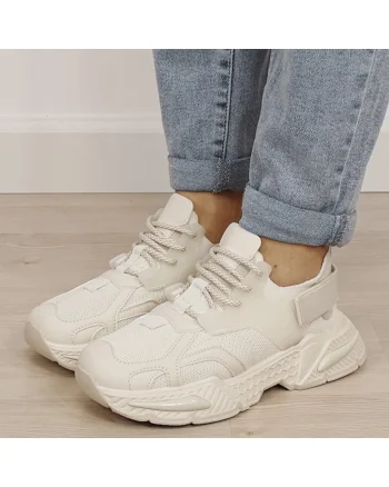 Sneakersi bej albi cu talpa groasa 8961 M2 19488, Bej