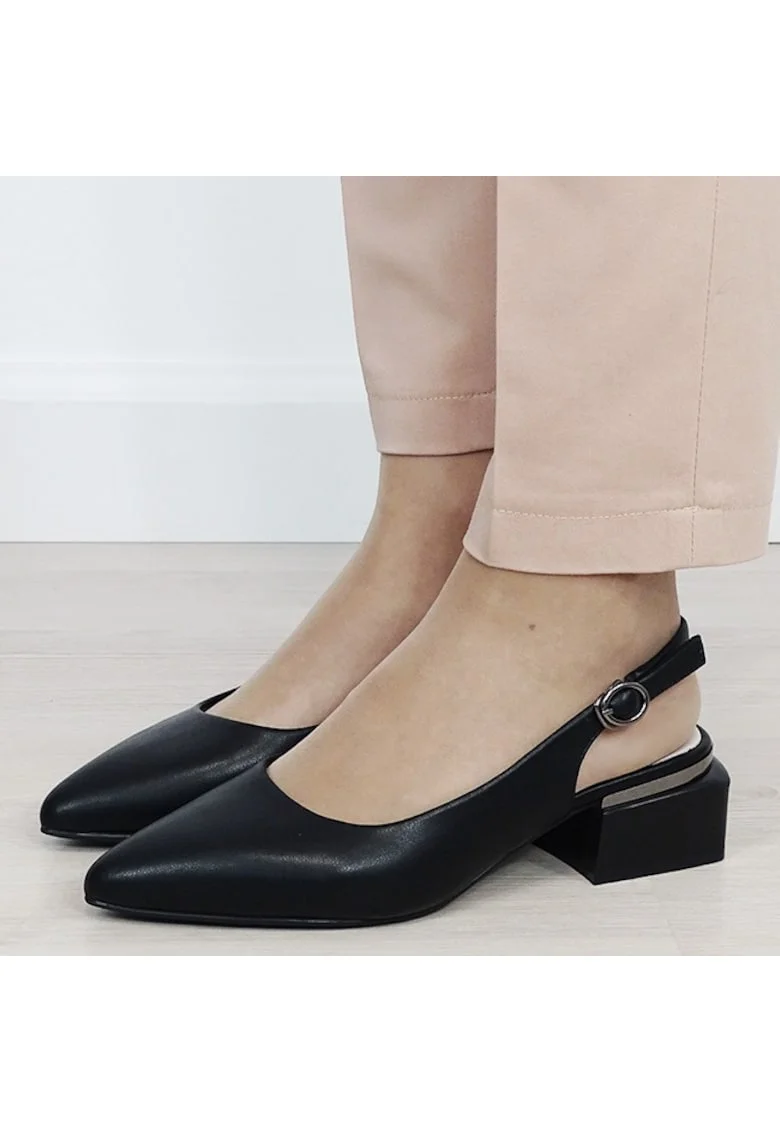 Pantofi negri comozi din piele naturala BY6889-1 02 19796, Negru