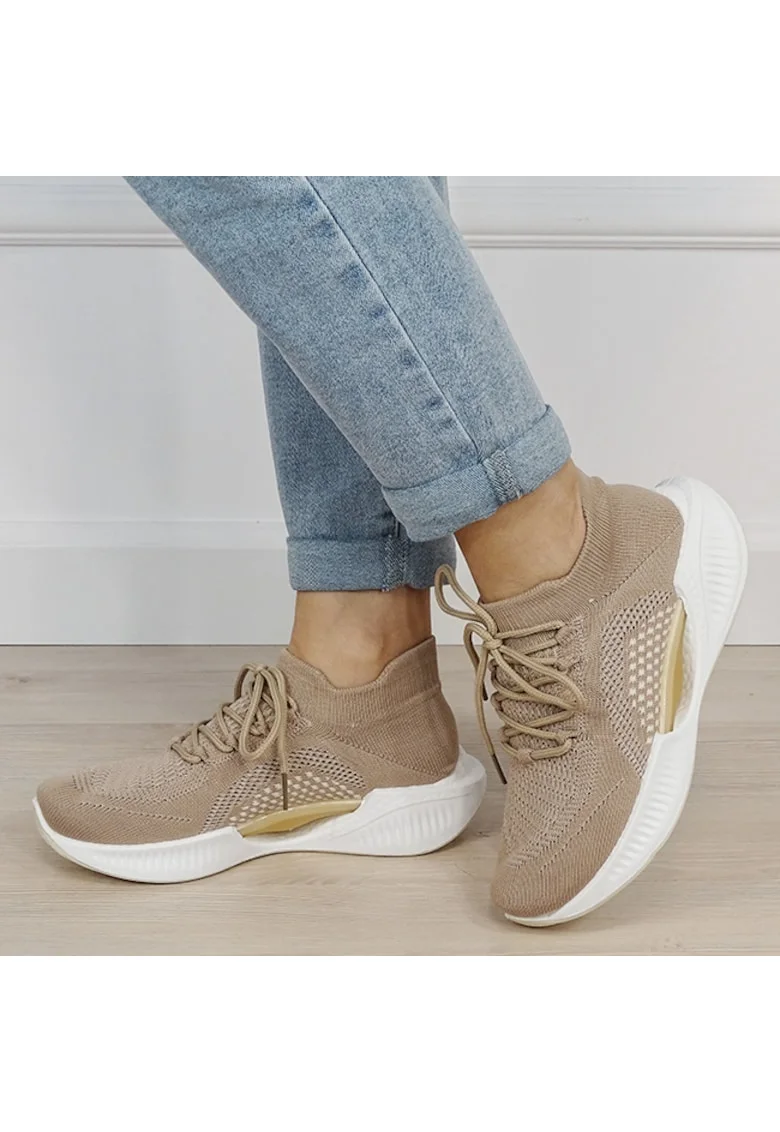 Sneakers kaki tip soseta cu platforma 7561 M4 19462, Kaki