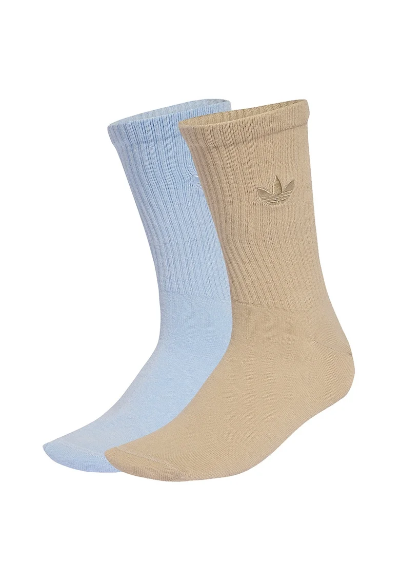 Set de sosete lungi cu logo brodat - 2 perechi, Maro camel/Albastru deschis