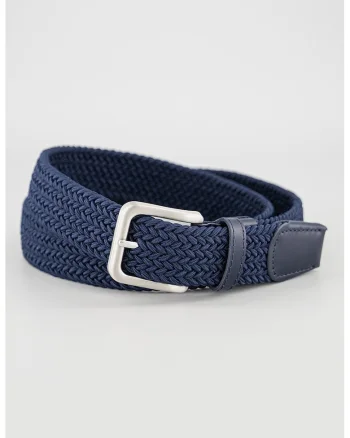 Curea tesuta cu detalii din piele, Bleumarin