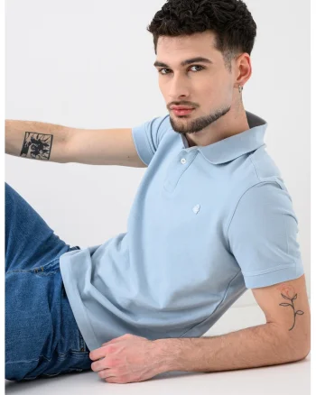 Tricou polo regular fit, Albastru deschis