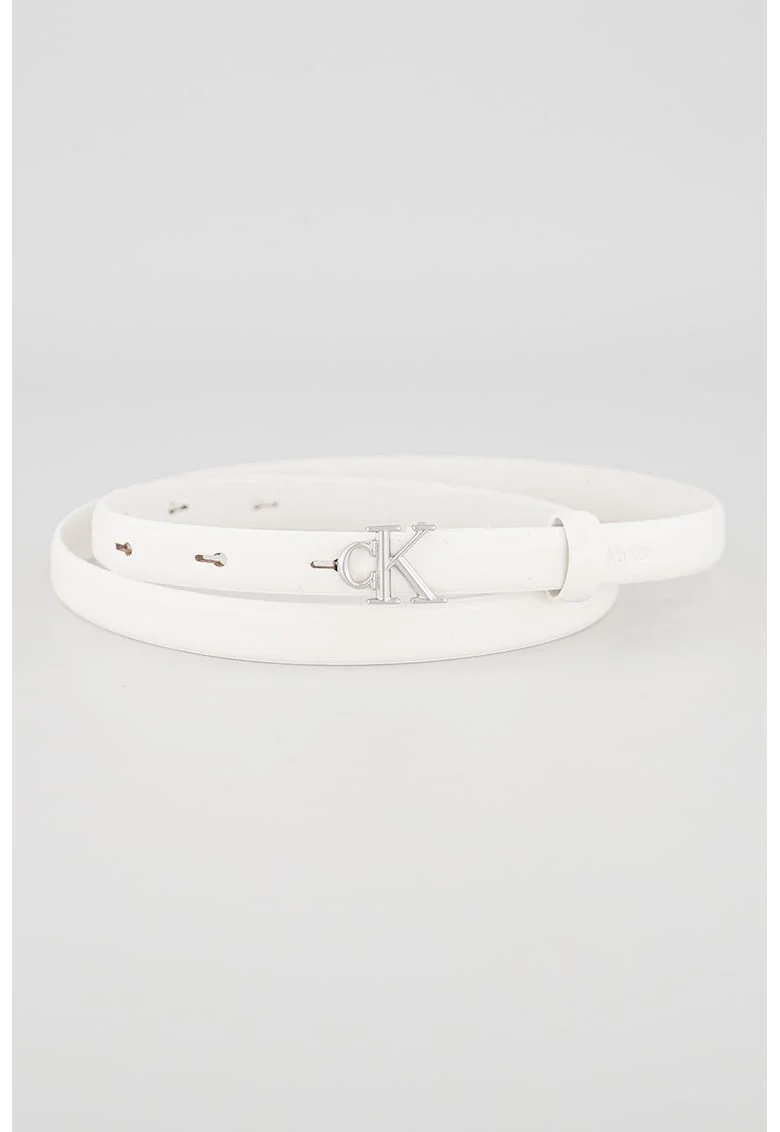 Geanta skinny de piele cu logo, Alb