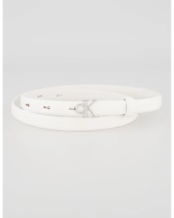 Geanta skinny de piele cu logo, Alb