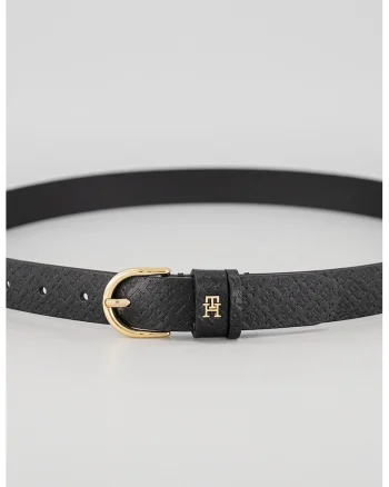 Curea de piele cu model monograma Essential, Negru