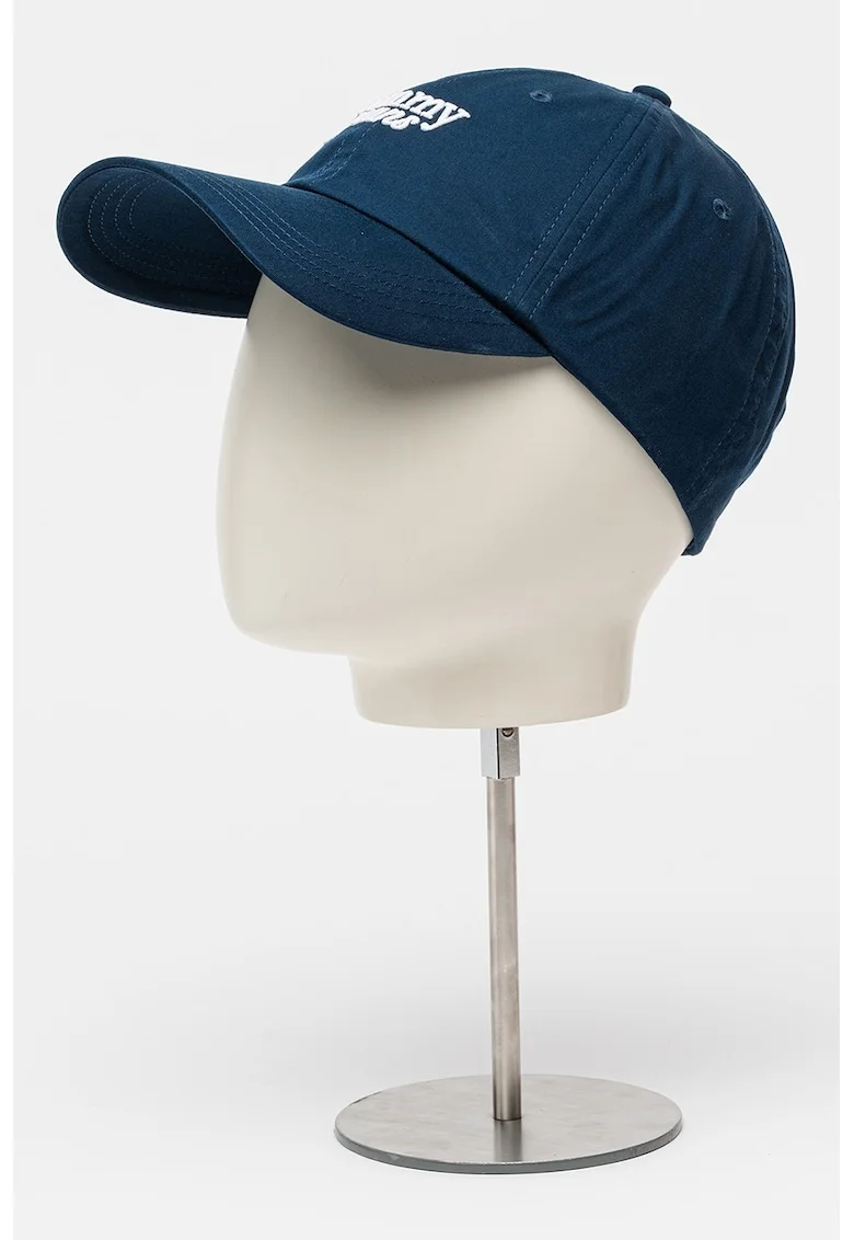 Sapca baseball ajustabila din bumbac organic Script, Alb/Bleumarin