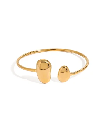 Bratara reglabila din otel inoxidabil placata cu aur galben 18K, design minimalist, diametru 6 cm