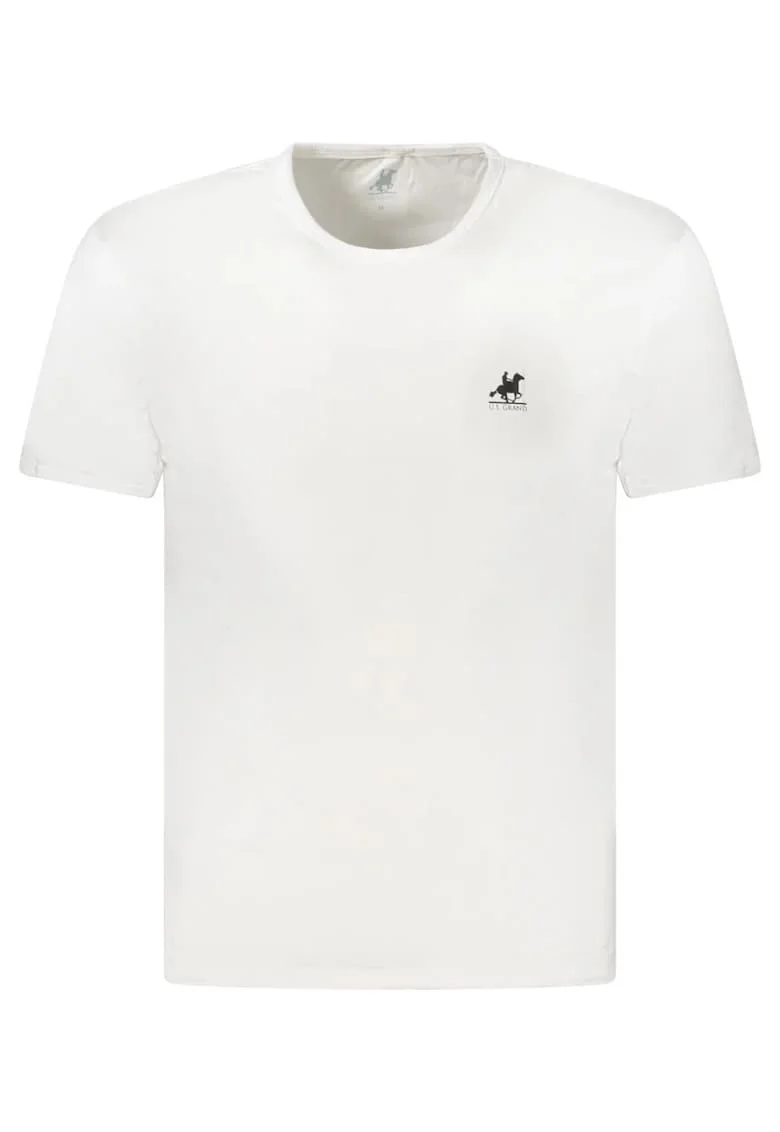 U.S. Grand POLO Tricou barbati simplu cu logo brodat, Alb