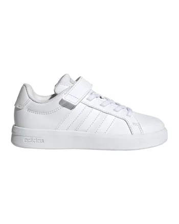 Pantofi sport Grand Court 3.0 de piele ecologica cu sireturi elastice, Alb