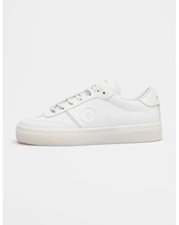 Pantofi sport din piele cu detaliu monograma lateral, Alb