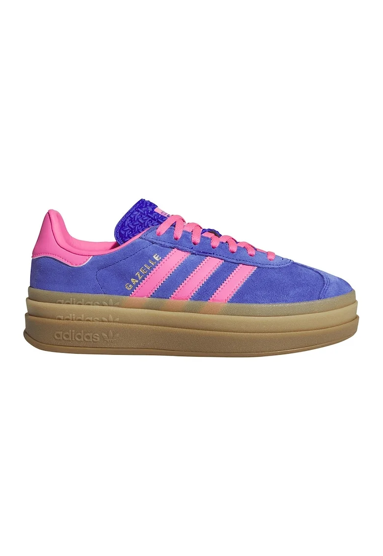 Pantofi sport Gazelle Bold flatform de piele intoarsa, Roz pastel/Albastru royal/Caramel