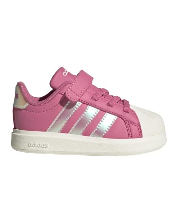 Pantofi sport Street Talk din piele ecologica cu sireturi elastice, Fucsia/Argintiu