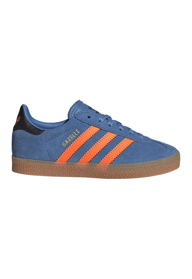 Pantofi sport Gazelle low-cut de piele intoarsa, Albastru inchis/Portocaliu mandarina
