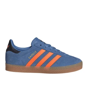 Pantofi sport Gazelle low-cut de piele intoarsa, Albastru inchis/Portocaliu mandarina