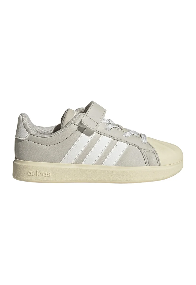 Pantofi sport StreetTalk din piele ecologica cu velcro, Alb/Gri deschis