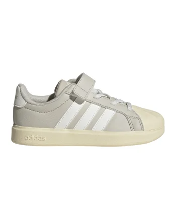 Pantofi sport StreetTalk din piele ecologica cu velcro, Alb/Gri deschis