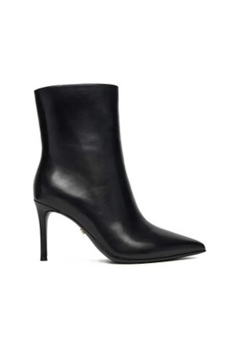 Botine dama,  piele, Negru