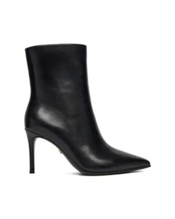 Botine dama,  piele, Negru