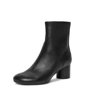 Botine dama  piele naturala, negru, Negru