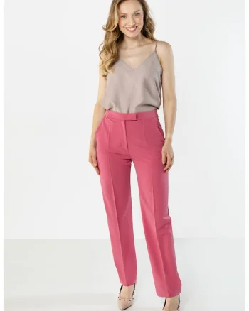 Pantaloni dama,  A766, poliester, elastan, roz zmeuriu