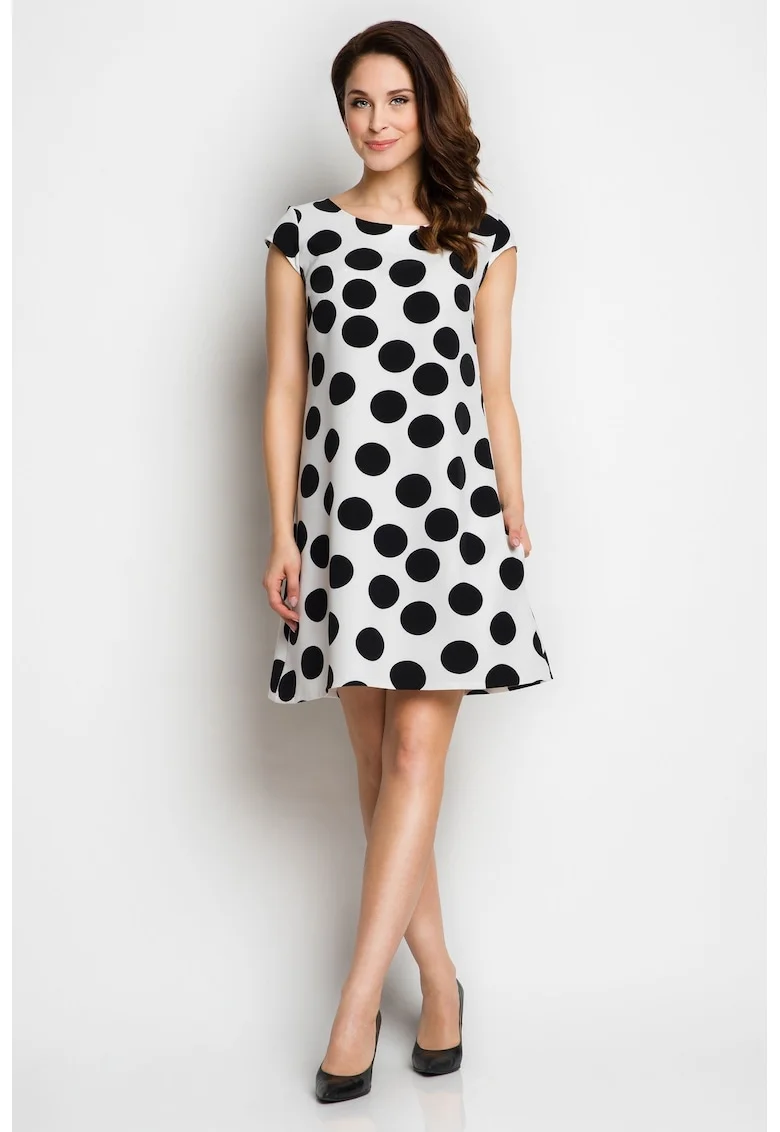 Rochie dama,  eleganta, alb/negru, poliester-elastan,
