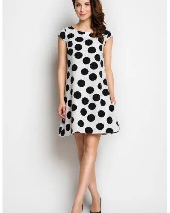 Rochie dama,  eleganta, alb/negru, poliester-elastan,
