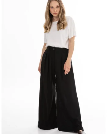 Pantaloni dama,  A772, bumbac si in, negru