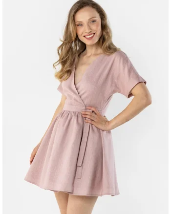 Rochie mini dama  decolteu in V, in, roz murdar