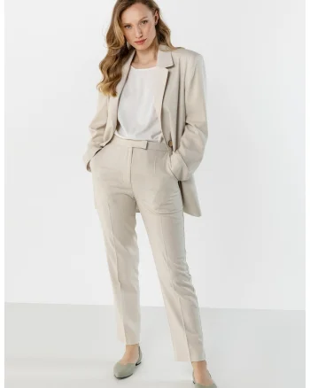 Pantaloni dama,  A773, bej, bumbac