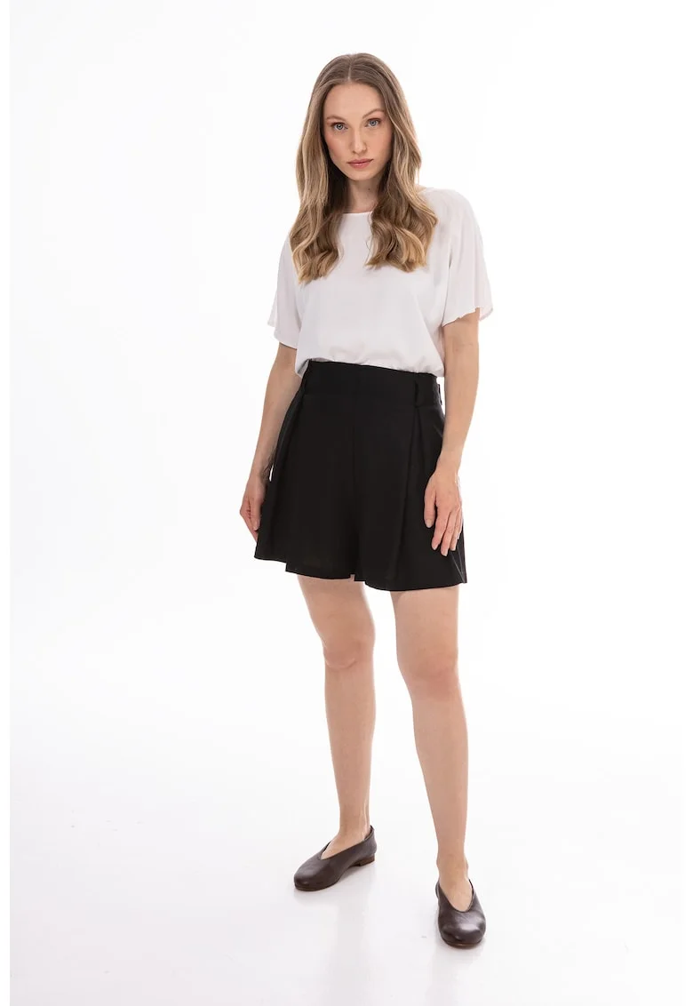 Pantaloni dama,  A774 scurti, negru, bumbac si in