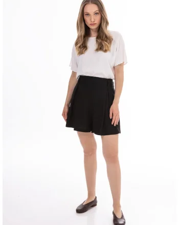Pantaloni dama,  A774 scurti, negru, bumbac si in