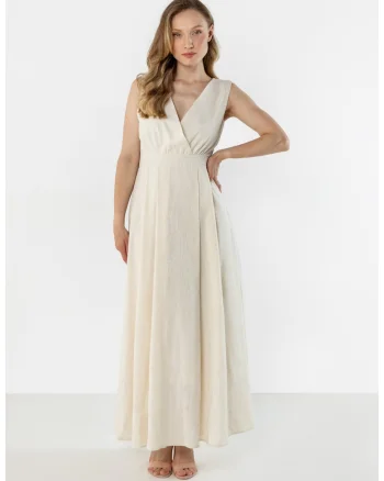 Rochie maxi dama,  in/viscoza, bej