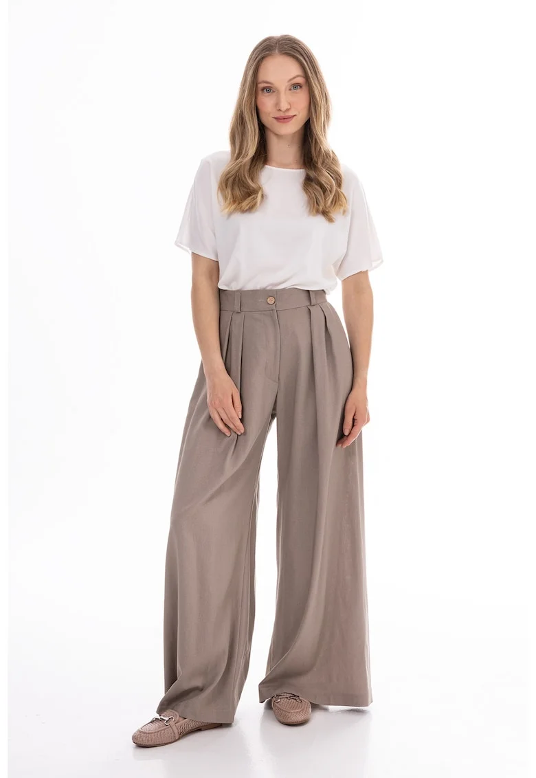 Pantaloni dama,  A772, din bumbac, bej