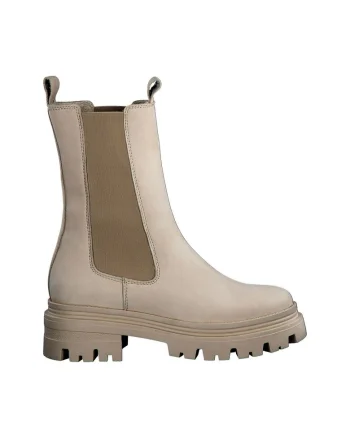 Botine dama,  Piele/Textil, Bej