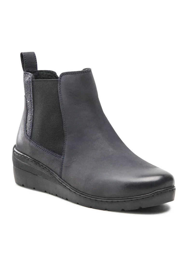 Botine dama,  5904248947095, Piele nabuc, Albastru marin, Bleumarin