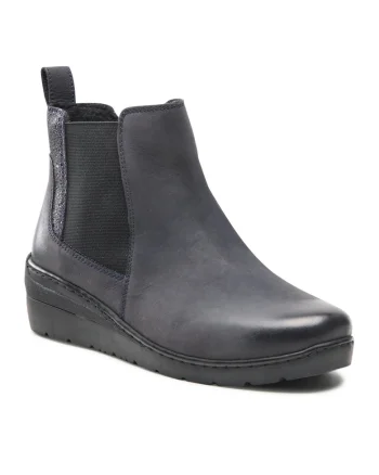 Botine dama,  5904248947095, Piele nabuc, Albastru marin, Bleumarin