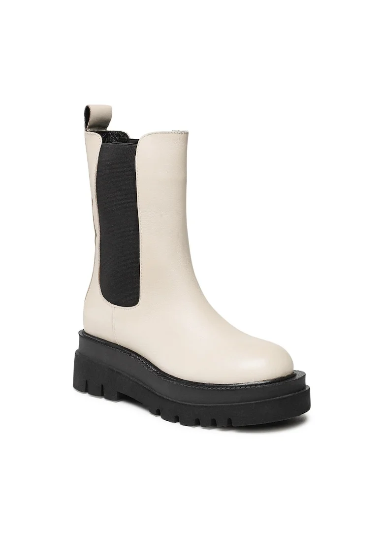 Botine dama,  5904862145860, Piele naturala, bej, Bej