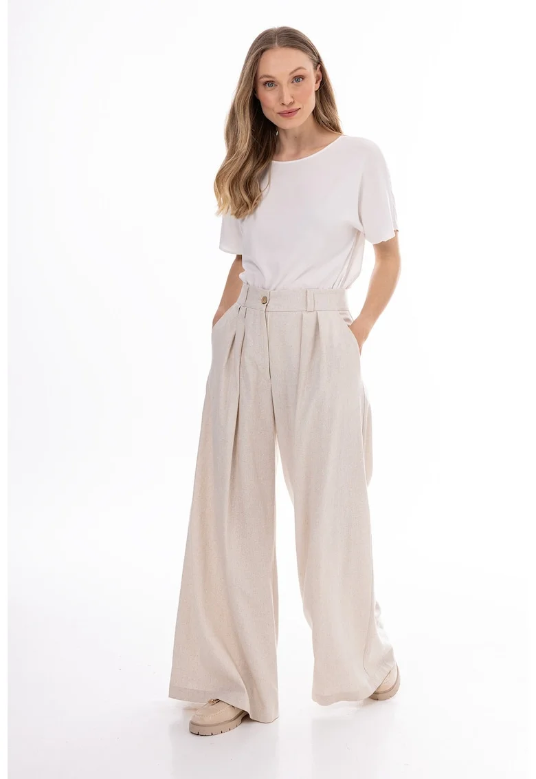 Pantaloni dama,  A772, bumbac, bej