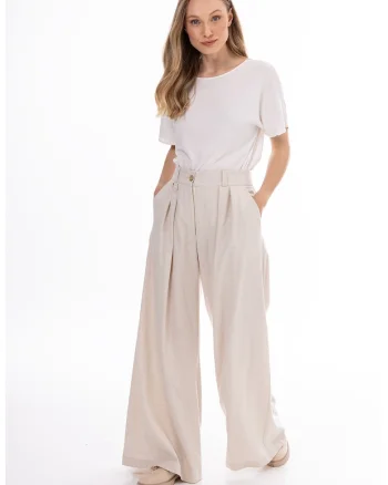 Pantaloni dama,  A772, bumbac, bej