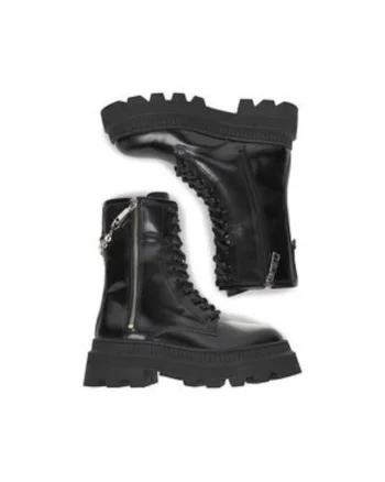 Ghete dama  EO-AMAYA-40802, piele naturala, negru, cu fermoar,